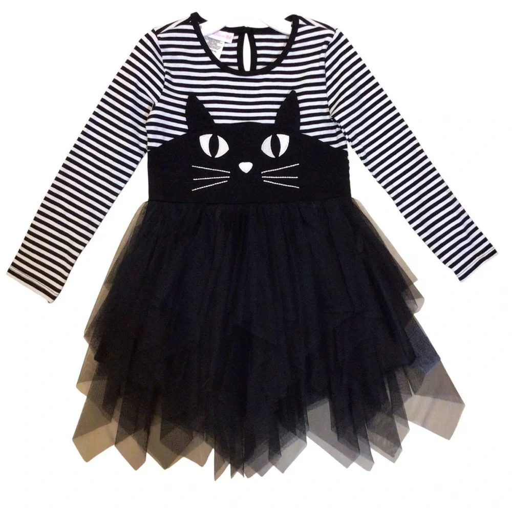 Bonnie Jean Girls 2-Pc Legging Set Black Cat Tutu Striped Halloween Outfit